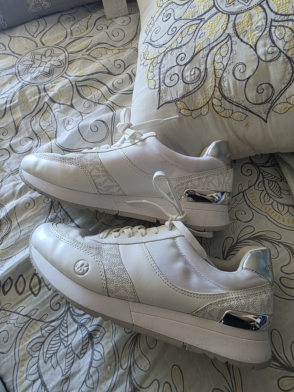 Michael Kors White Sneakers with Silver Accents